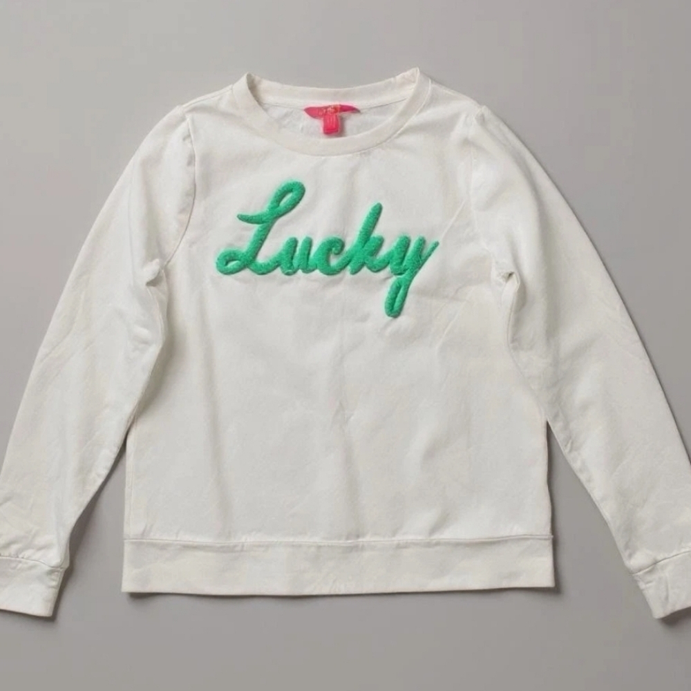 NEW Lilly Pulitzer Rami LUCKY Crewneck Sweatshirt Top - Botanical Green - Picture 2 of 3